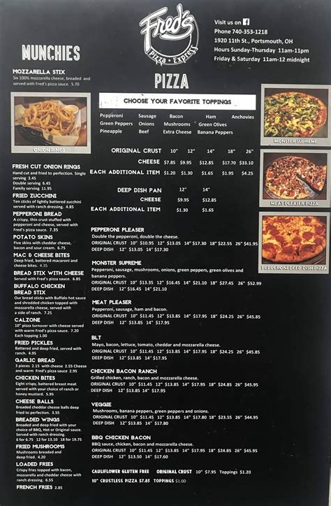 fred's pizza express menu  View menu, find locations, track orders